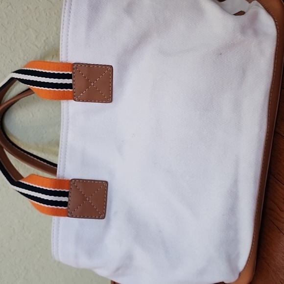 ‼️NWOT Pottery Barn White and Orange Seacliff Canvas Tote with Striped Handles - Picture 8 of 17
